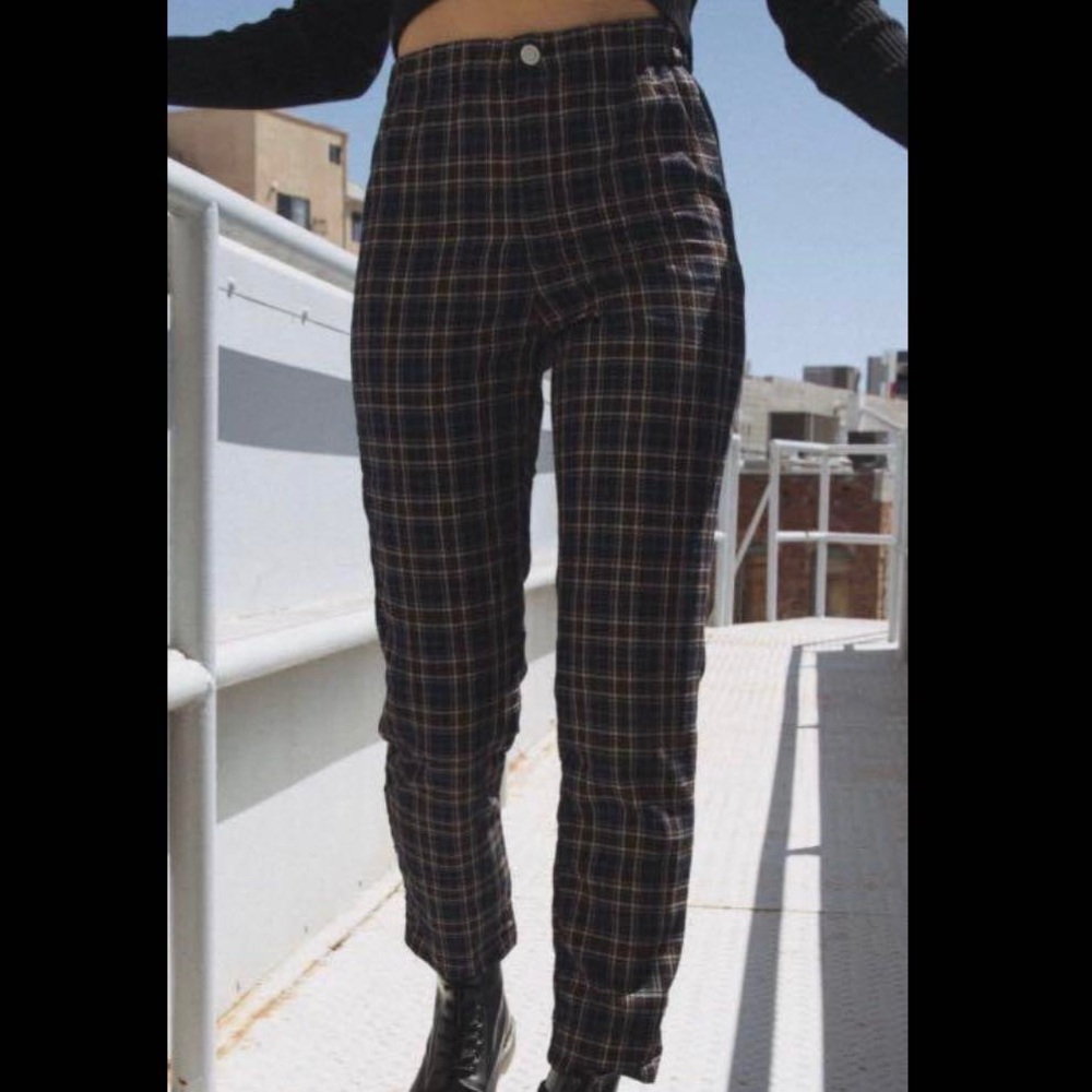 Brandy Melville John Galt High Waisted Plaid Pants Size Small